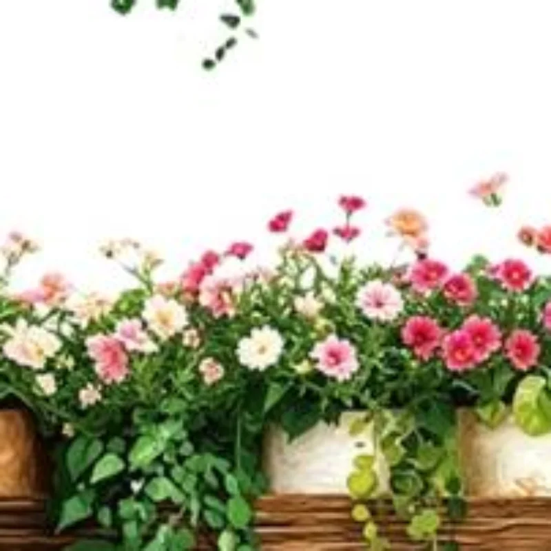 Realistic Hanging Flower Wall Sticker With Green Vines And Colorful Blooms For Kitchen Living Room Decor