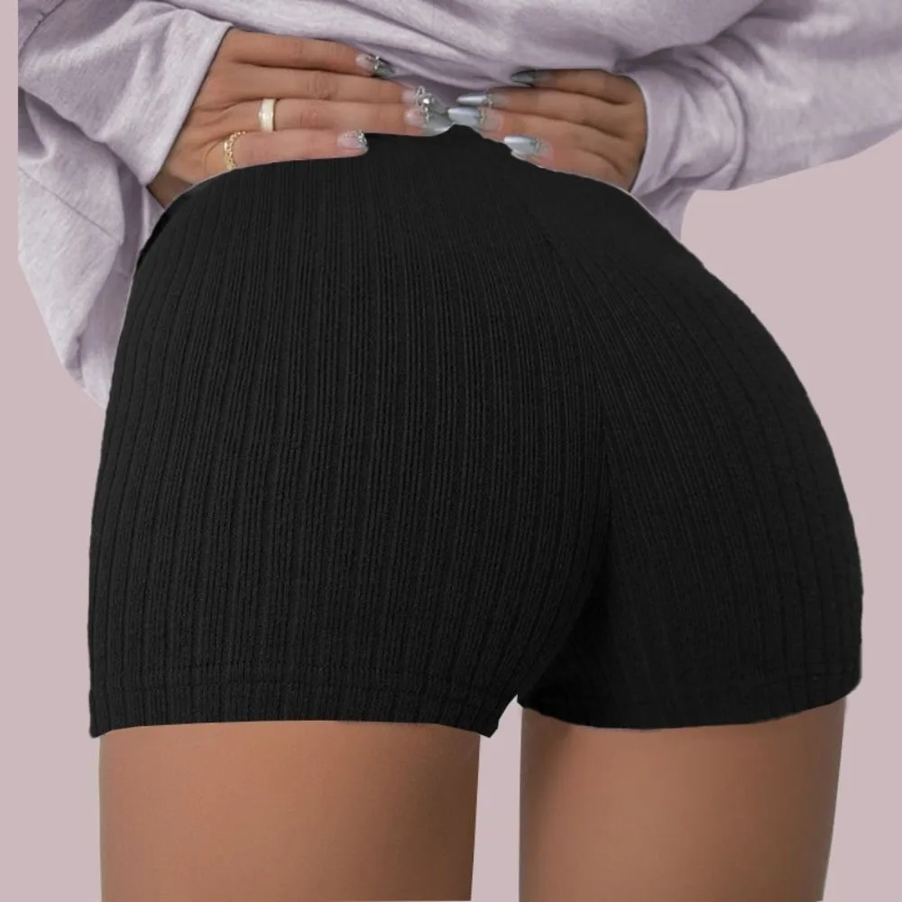 Fashion High Waist Sports Shorts Solid Color Hip Lift Yoga Pants Breathable Fitness Pants Gym