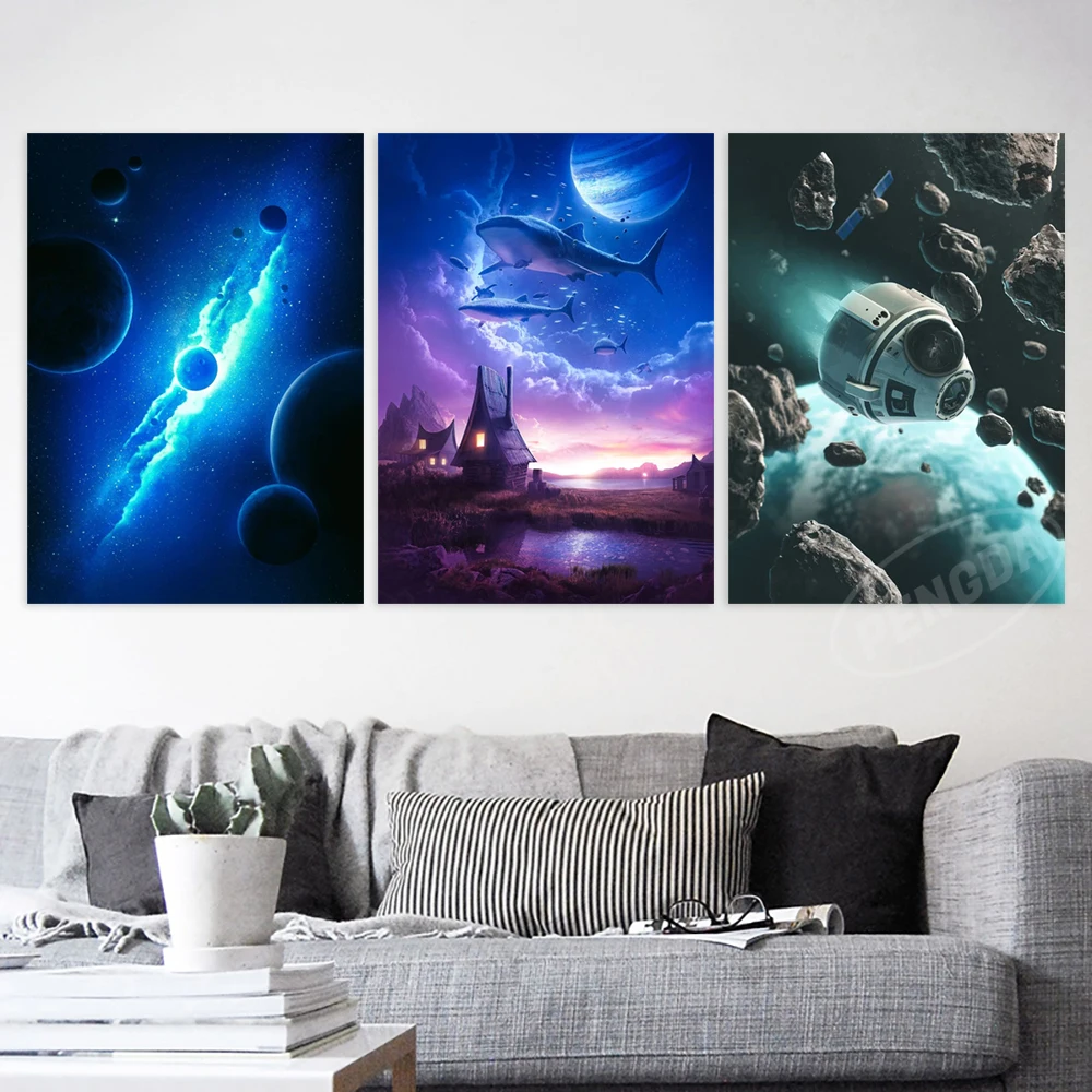 HD Canvas Prints Cosmos Space Paintings Poster Wall Art Modular Fantasy Starry Sky Home Decoration Bedside Background Pictures