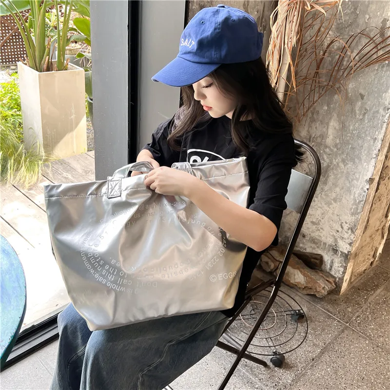 Y2K Women's Bag 2023 Trend Shoulder Bag Large Eco Bag Shopper Korean Tote Bag Luxury Designer Hand Bag Big Silver Handbags Book