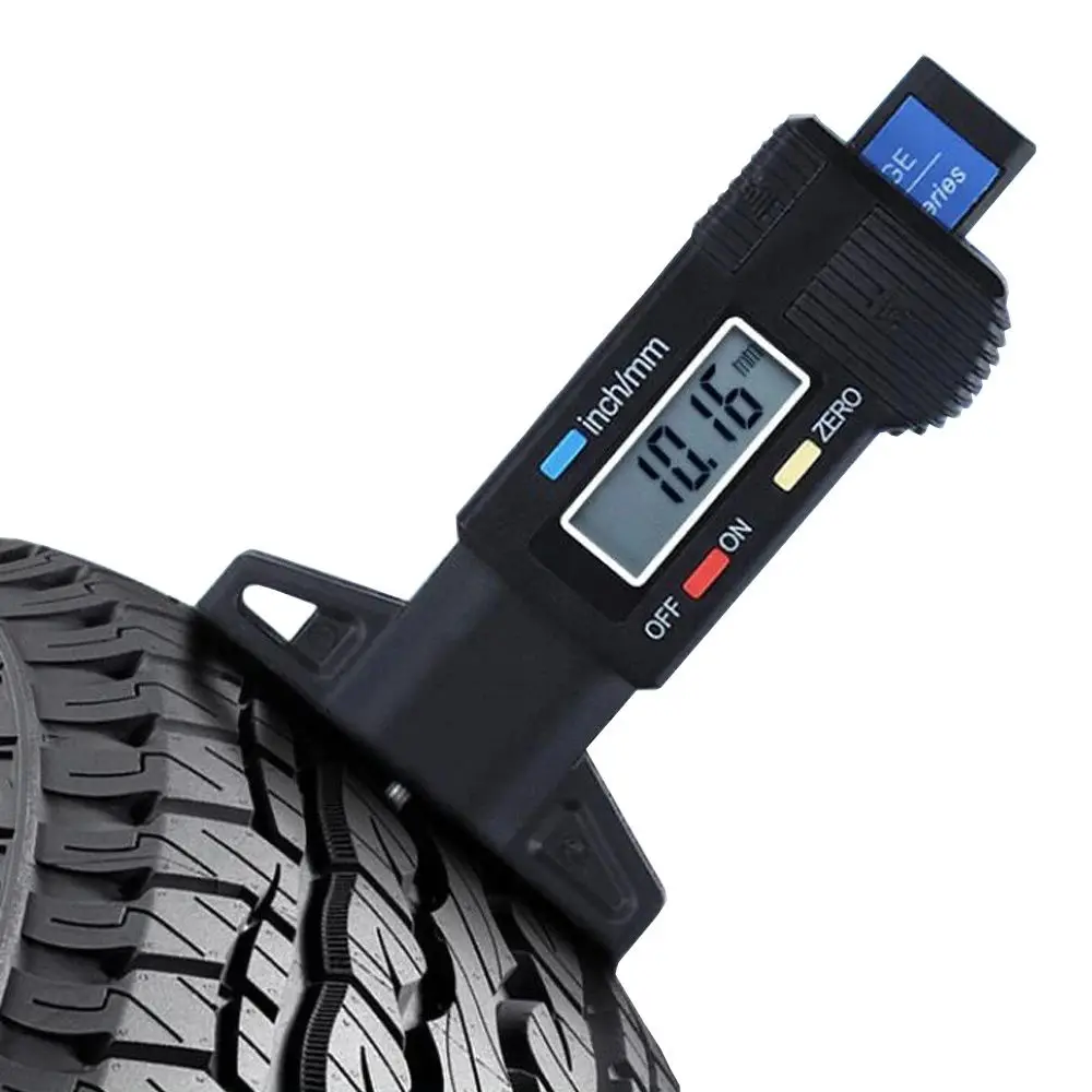 Digital Depth Gauge Caliper Tread Depth Gauge LCD Tyre Tread Gauge For Car Tire 0-25.4mm Measurer Tool Caliper