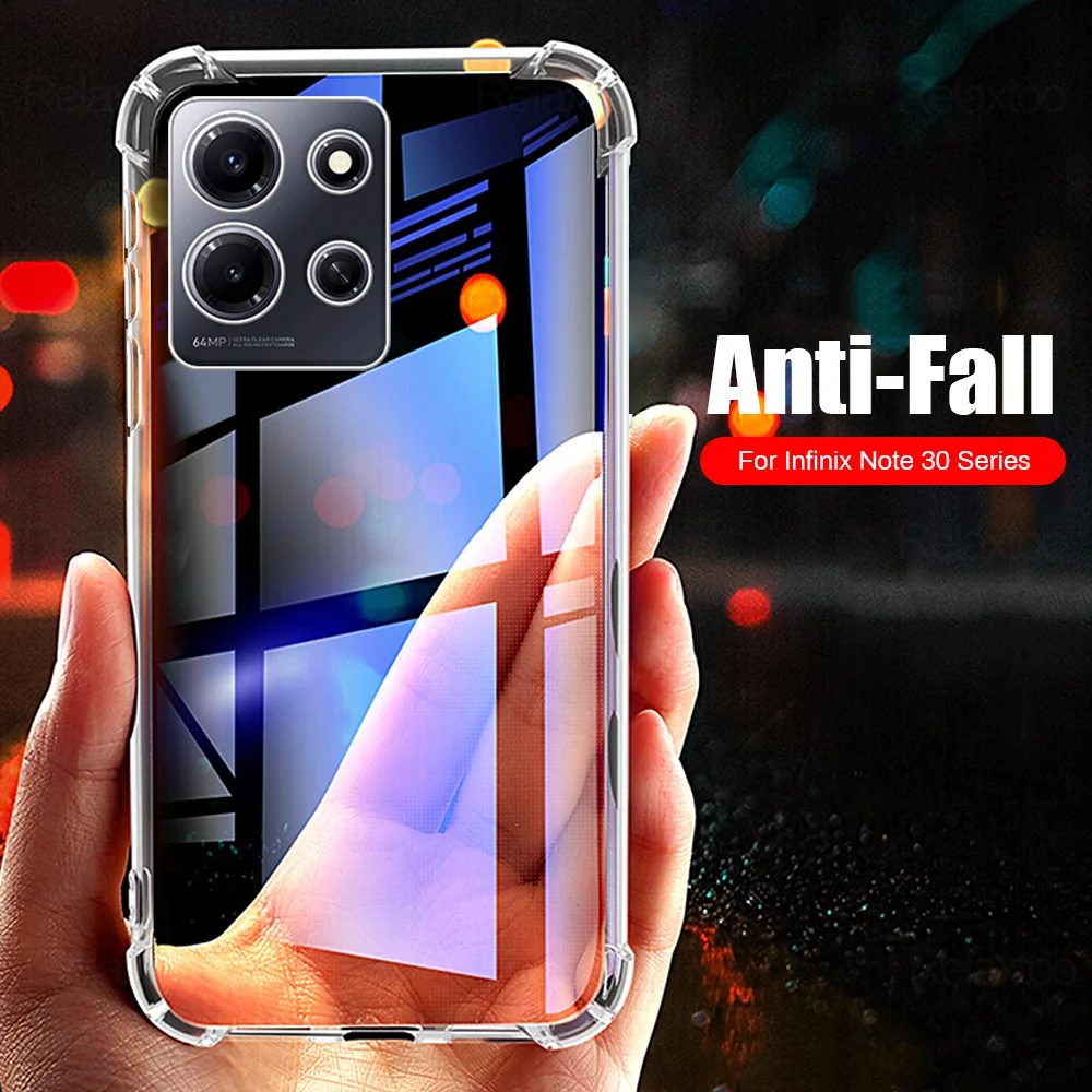 For Infinix Note 30 4G 5G Case Transparent Airbags Shockproof Bumper TPU Soft Cover Note 30i Note30 Pro Anti-Fall Protect Fundas