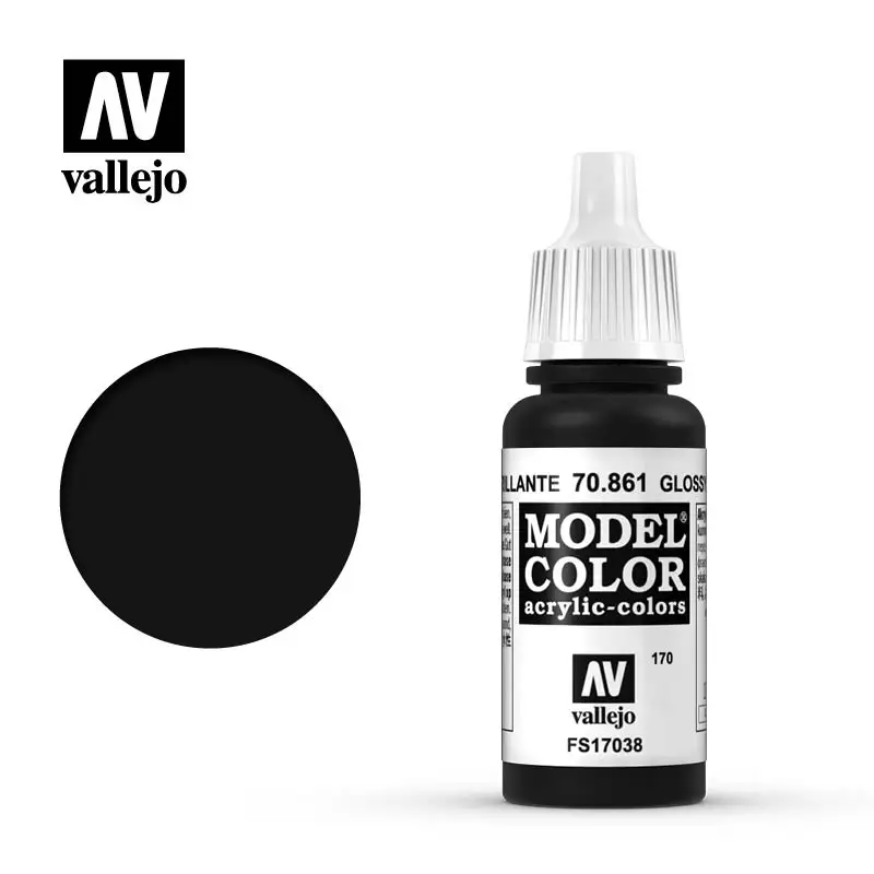 

Vallejo Paint Acrylic Spain AV70861/170 Glossy Black Acrylic Water-Based Model Hand Painted FS17038 Paints Coloring 17ml