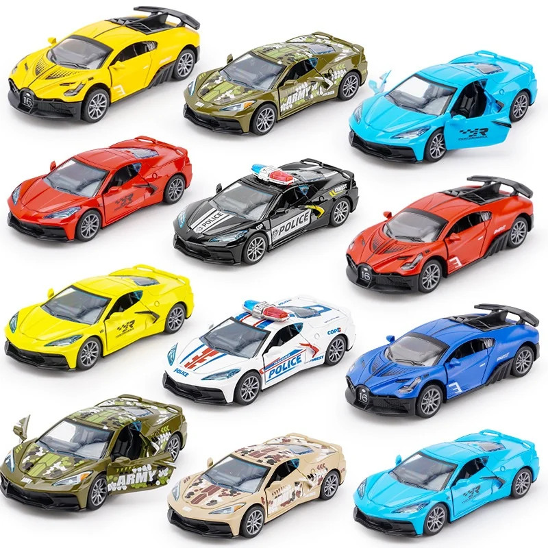 Simulation of two-door sports car model children's alloy toy car pull back car collection gift car model ornaments children's gi