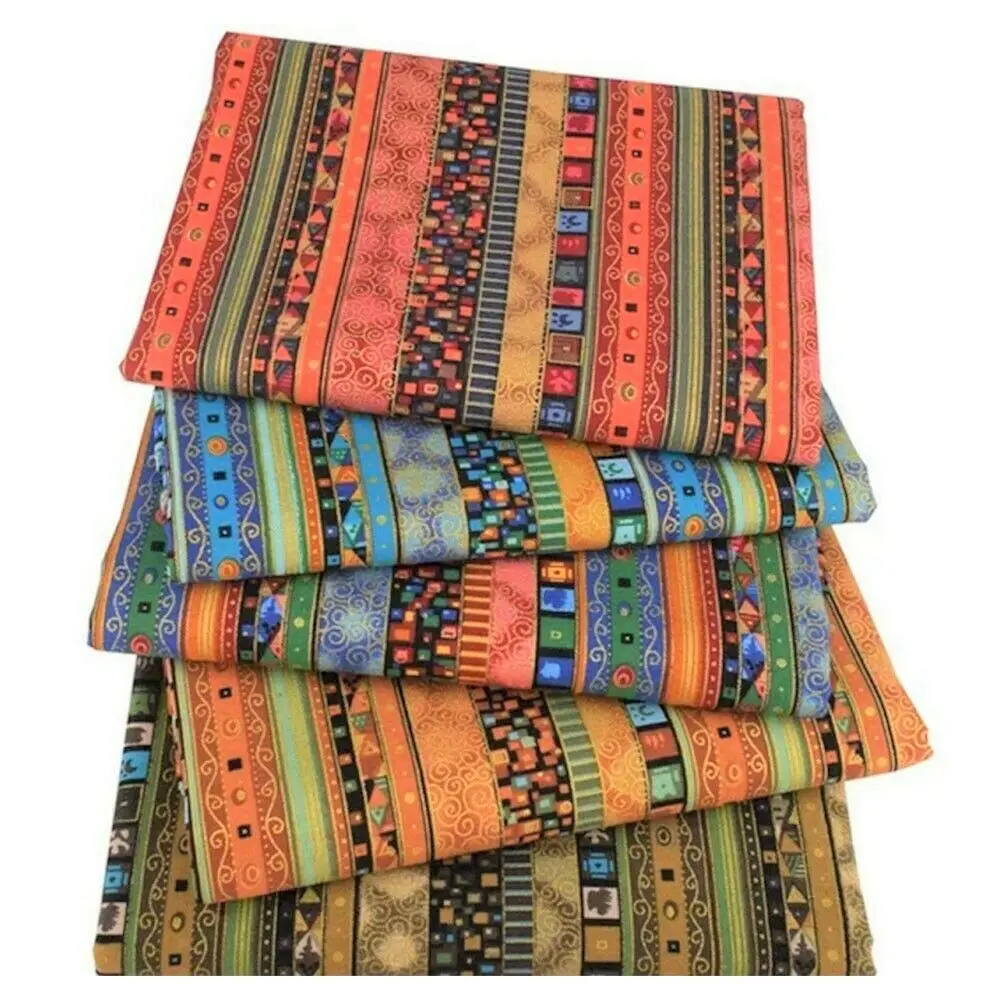 70x45CM Ethnic Style Cotton Linen Bronzing Fabric Household Textile Sewing Tablecloth Sofa Dress Cushion Curtain Pillowcase Bag