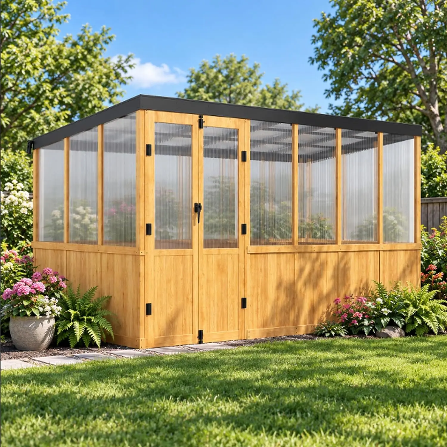 Wooden Greenhouse, Heavy Duty Reinforced Pine Frame, Custom