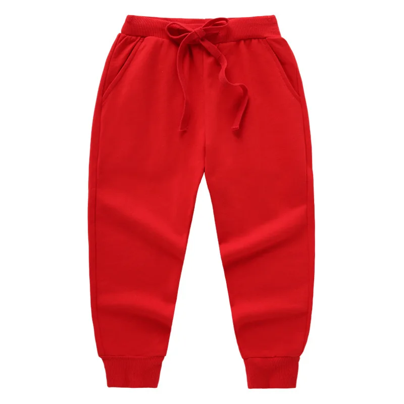 New Arrival Children\'s Pants Spring Cotton Lacing Pocket Jogger Sweatpants Boys Girls Clothing 2-12Years Old 1-3Pcs/Lot Trousers