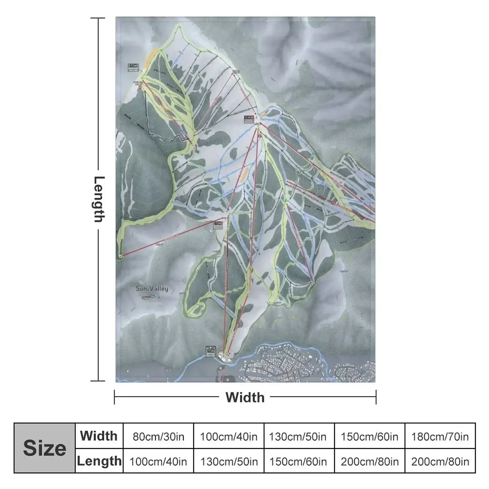 Sun Valley Resort Trail Map Throw Blanket Giant Sofa for sofa Bed covers christmas decoration Blankets