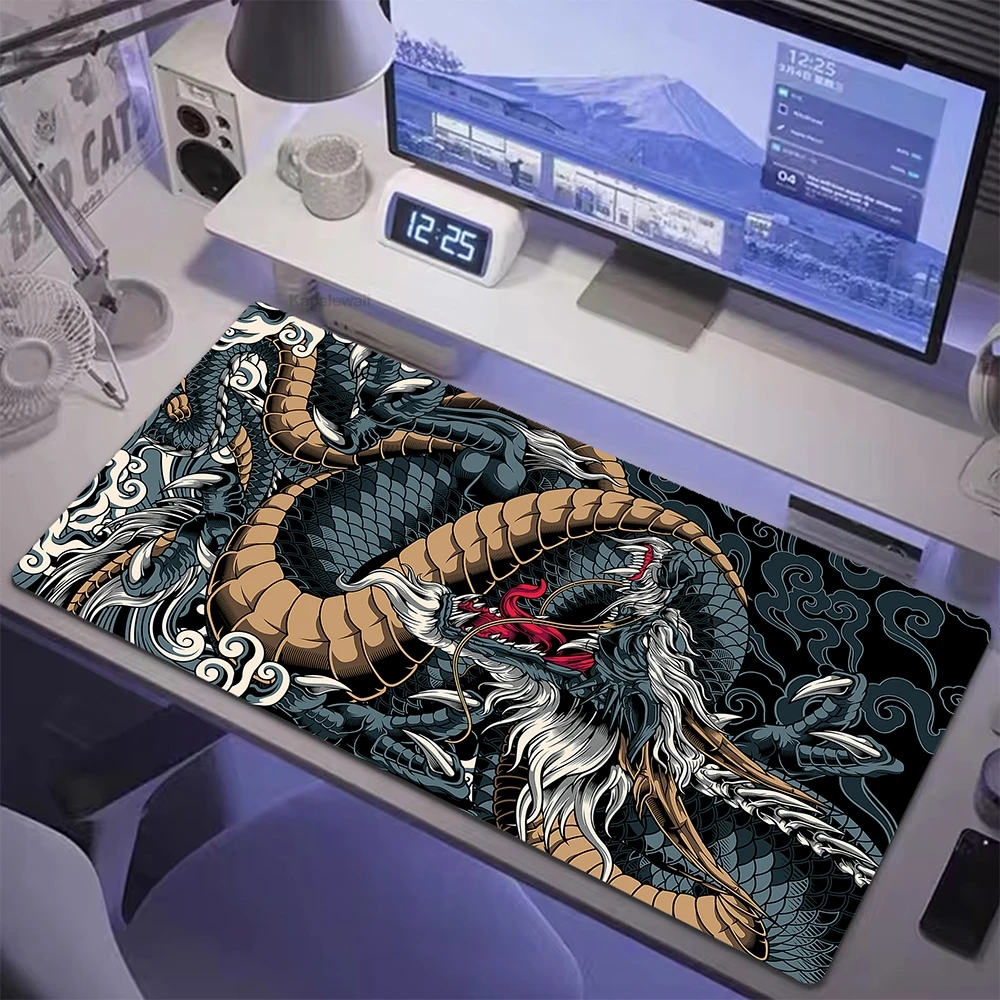 

Gamer Mousepad Large Japanese Dragon Mouse Pad Locking Edge Mouse Mat Gaming Accessories Keyboard Pads 600x300mm Rubber Desk Mat