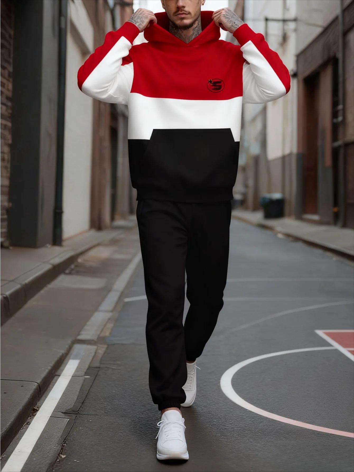 Traje deportivo con capucha y impresión digital para hombres europeos y americanos: tela de sudadera agradable para la piel de alta calidad