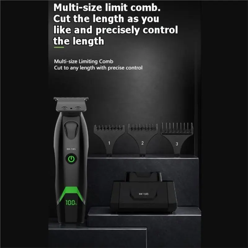 Y15A KM-1385 Hair Clipper Kit LED Display Professional Adjustable Hair Trimmer Hair Care Appliance For Men