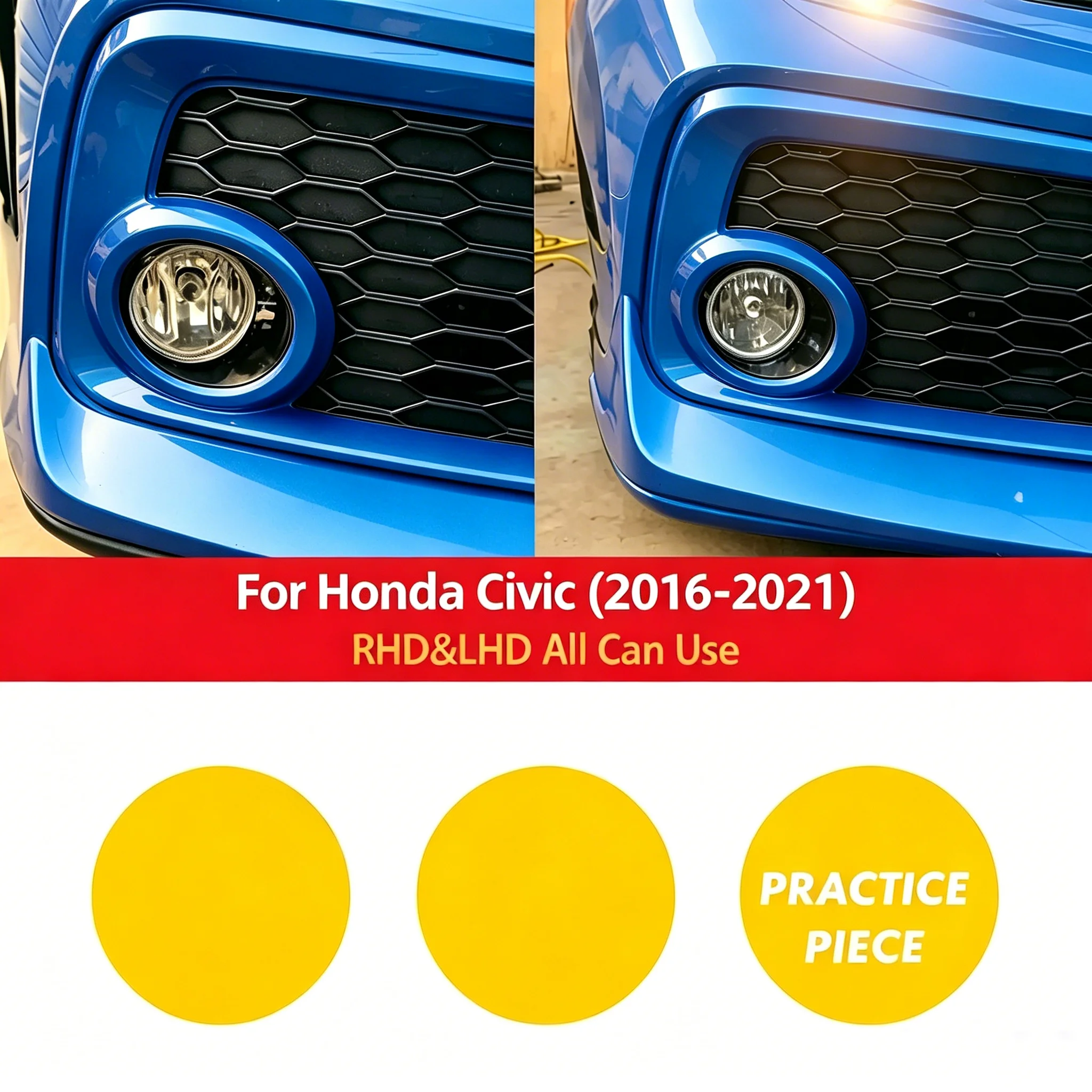 

For Honda Civic 2016-2021 Car Film Headlight TPU Film Yellow Fog Light Protection PVC Protective Film Sticker Anti Scratch