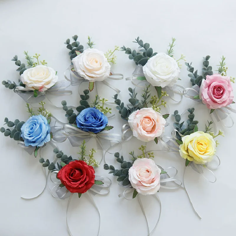 Corsage de pulso de casamento e arranjo de boutonniere, celebração de negócios, abertura, suprimentos para convidados, estilo escandinavo multicolorido