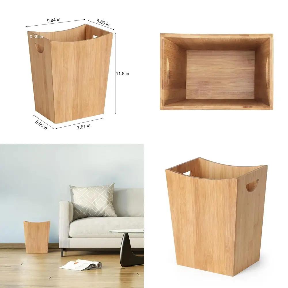 

Eco-Friendly Bamboo Trash Bin, 2 Gallon Capacity, Suitable for Home and Office Use