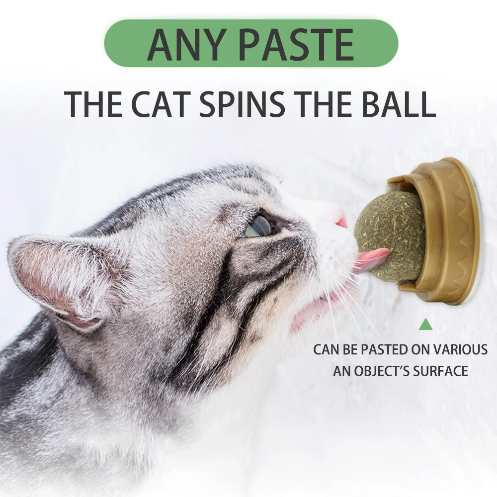 

Remove Hairballs Promote Digestion Pet Natural Catnip Cat Wall Stickers Balls Toy Treats Teeth Grinding Clean Teeth Chewing Toys