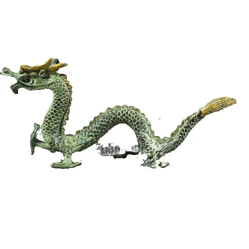Aureate Copper Chinese Loong Statue Gilded Copper Feng Shui Decoration Old Collection Mascot from China Folk