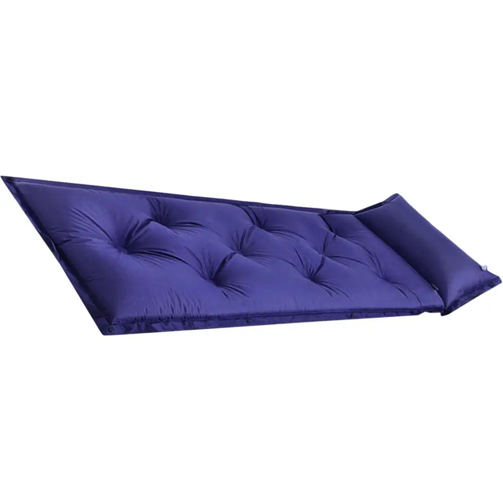 PVC Air 190T Polyester Foldable Blue Inflatable Camping Sleeping Pad Portable Travel Inflatable Sleeping Pad Supply
