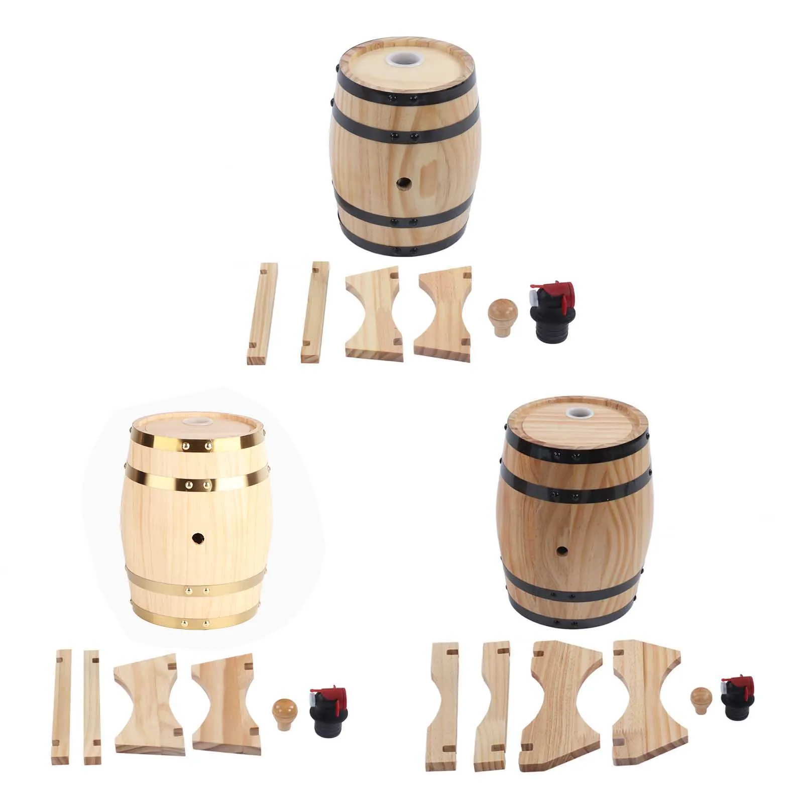 1/3/5L Pine Wine Barrel Special Dispenser Bucket Beer Casks with Stand For Tequila Wine Whiskey Barbecue Shop