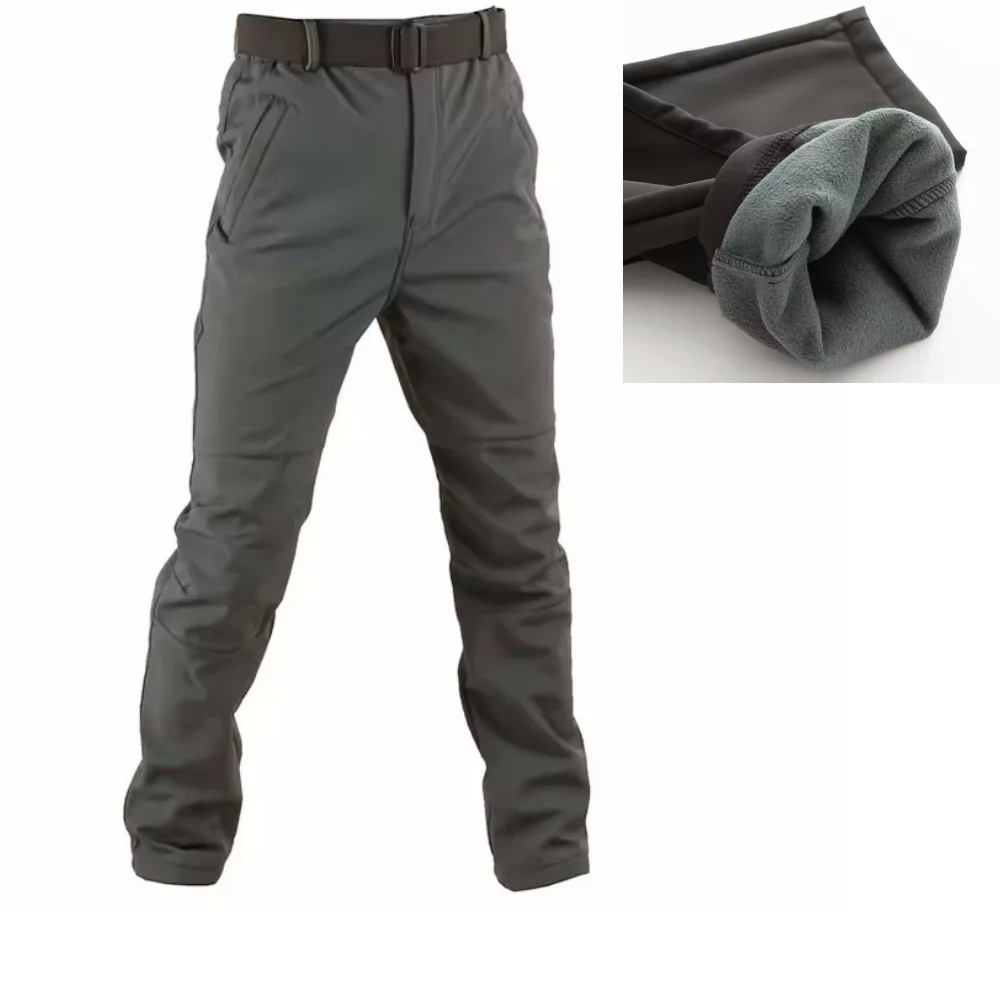 Autumn Winter Men Camping Hiking Pants Warm Trousers Outdoor Travel Soft Shell Fleece Liner Windproof Outdoor Trekking Trousers