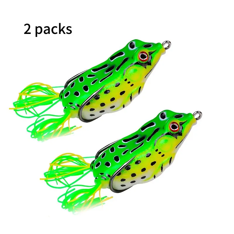 Kikker Lokt 2 Stuks Zachte Buis Aas Plastic Vissen Lokken Met Haken Top Water Zachte 3D Ogen Kunstmatige Wilde Opknoping visaas Tool
