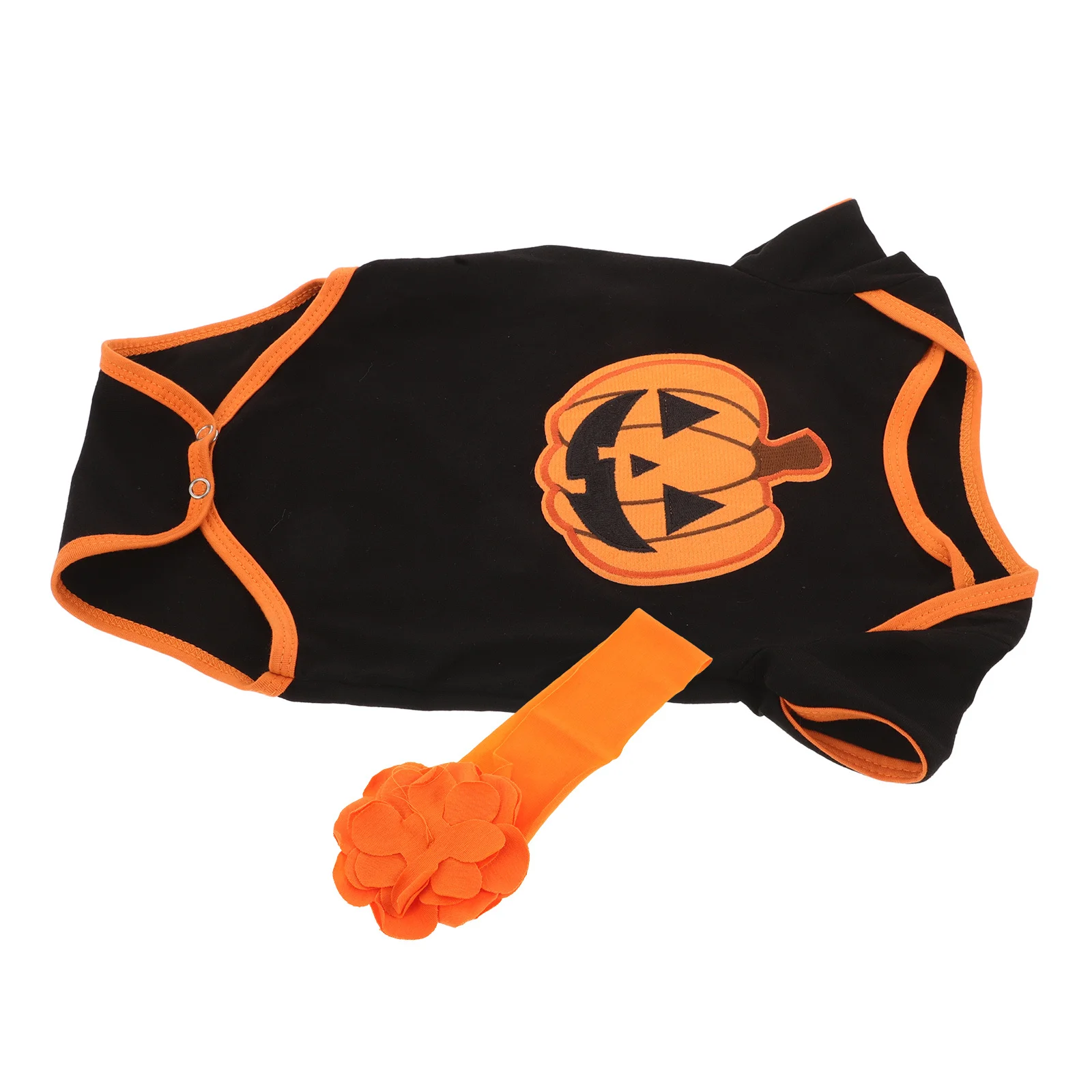 

Newborn Baby Halloween Pumpkin Bodysuit Orange Short Sleeve Headband Set Infant Fall Party Outfit First Halloween Romper