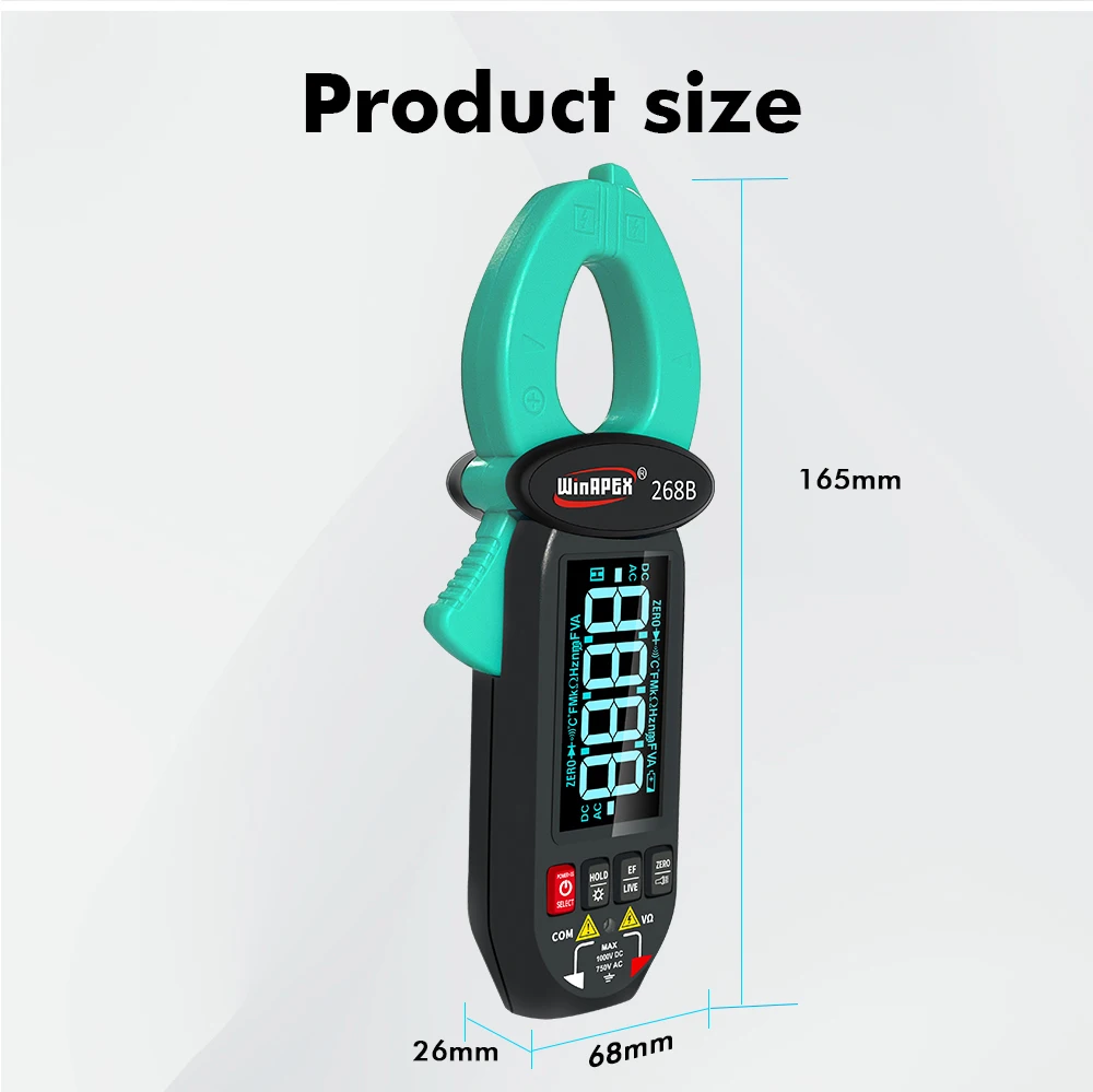 WINAPEX DC AC 0,1 mA Hochpräzises Zangenmessgerät True RMS Digitalmultimeter mit Stromleckerkennung von Haushaltsgeräten – Detail 14