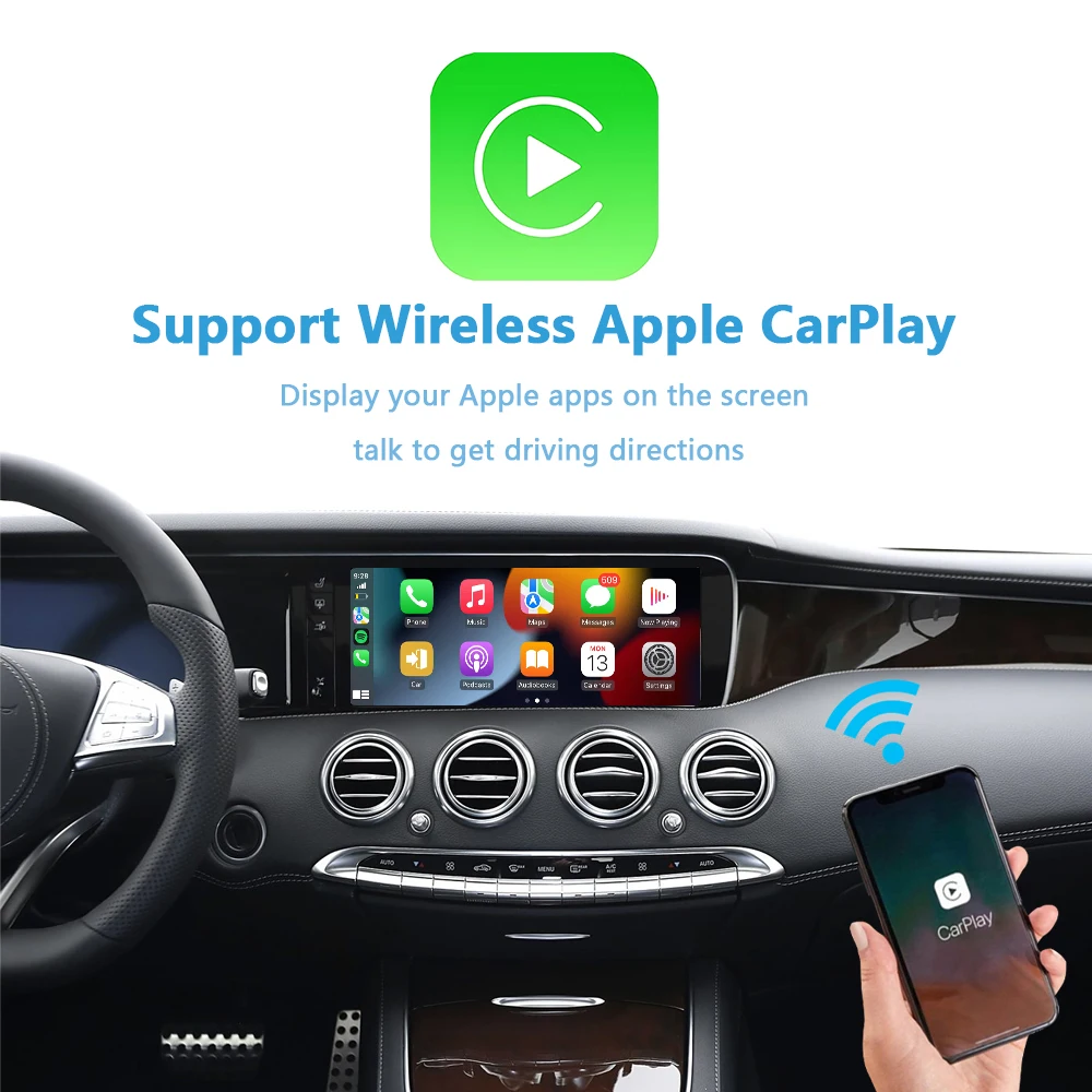 Mercedes W222 Apple CarPlay S Class Retrofit Wireless Android Auto Fit Original Camera Upgrade iPhone Link Plug&Play