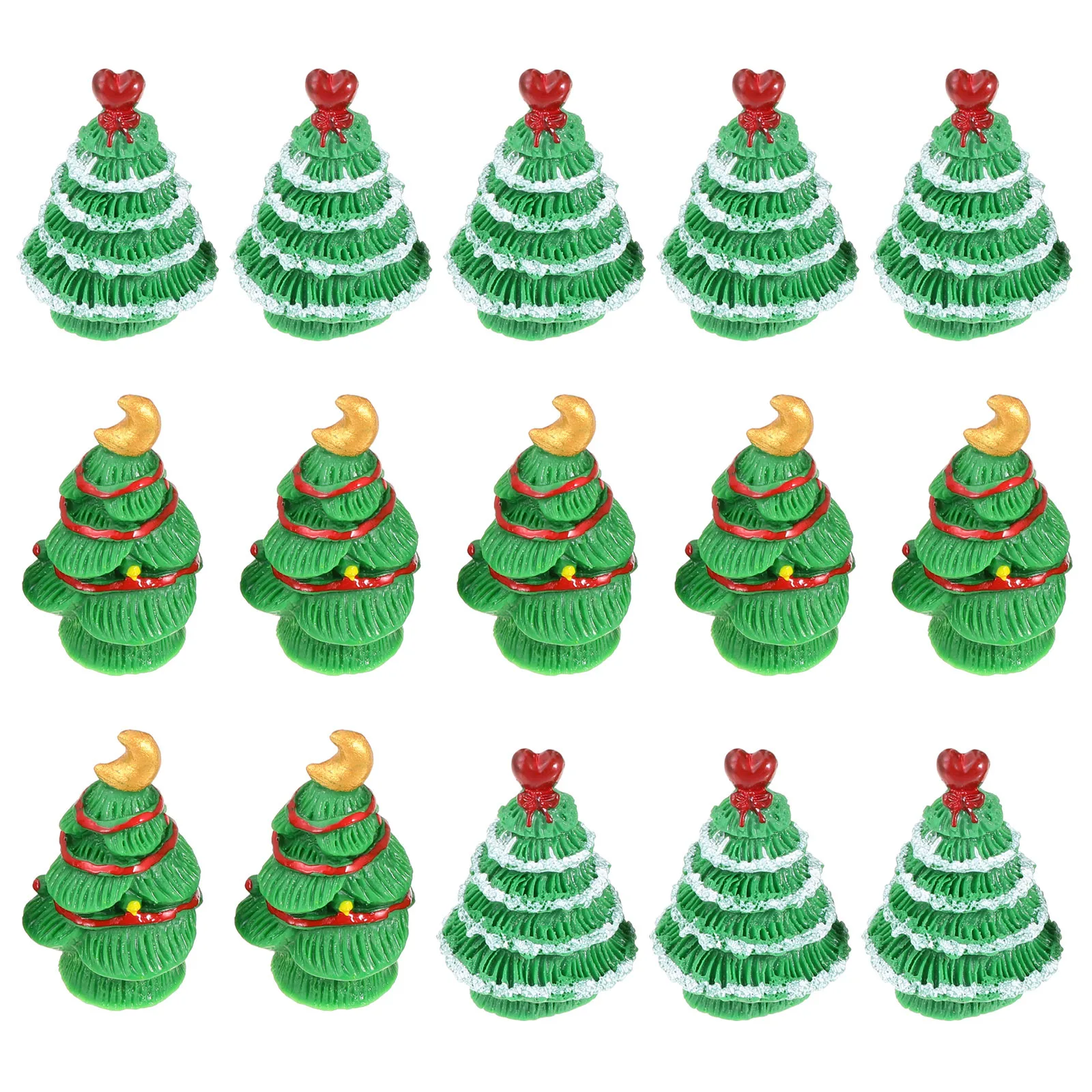 

15pcs Resin Decorations Christmas Tree Ornament Creative Desktop Pine Tree Decor Table Adornment Holiday Supplies Festive Home