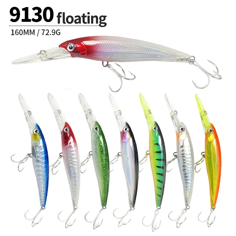 160mm 72g Big Heavy Trolling Floating Minnow Lure Long Lip Seawater Trout Artificial Bait Diving Swimbait Pesca Fishing Supplies