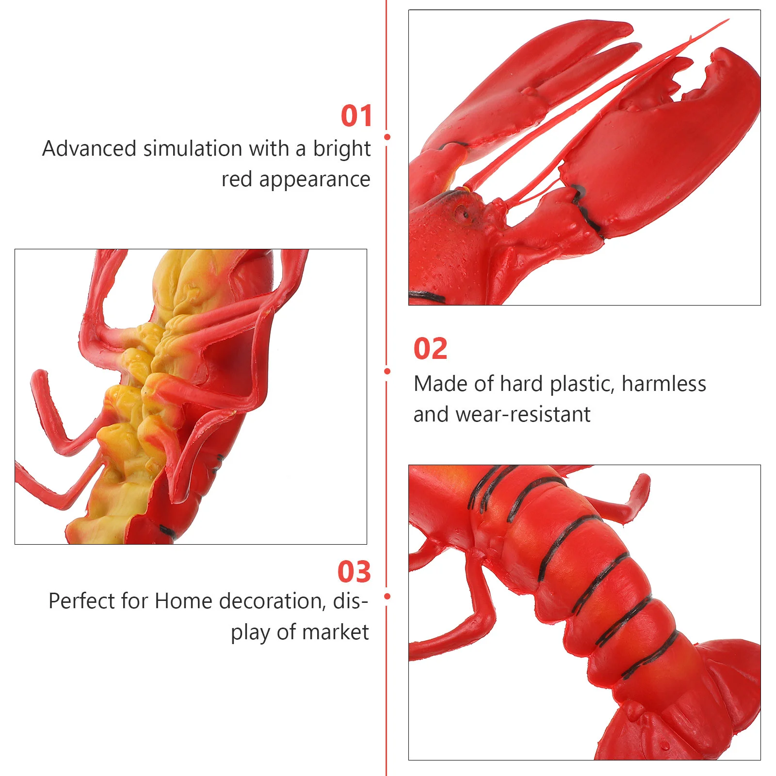 子供のためのリアルなロブスターモデル、プラスチック、超大型、市場展示、写真撮影小道具、ふり遊び、家の装飾、20x8"