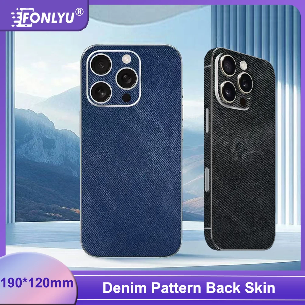 

Fonlyu Denim Leather Pattern Back Cover Sticker for iPhone 17 Pro Max Screen Protector Film Cutting Machine Rear Decorative Skin
