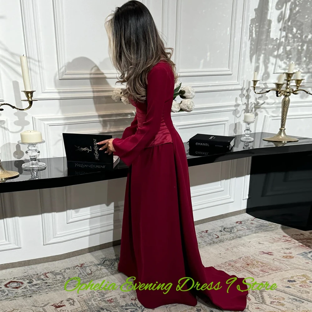 Vestido de noche clásico de Jersey con cuello en V, vestidos de fiesta sencillos de manga larga, tren de barrido delicado, vestidos personalizados para ocasiones especiales