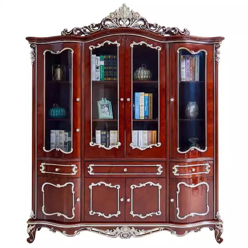 ^European-style Single-Door Wine Cabinet Living Room Wall-Mounted Display Cabinet Decorative French-Luxury Carved Sideboard