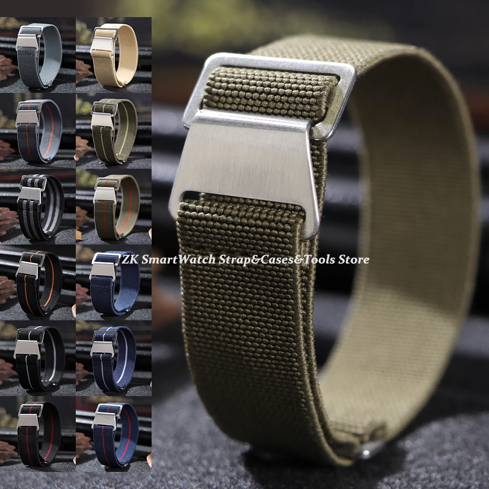 18 mm 20 mm 22 mm Nylon-Uhrenarmband für Seiko Army Military, gewebtes elastisches Band, französische Truppen, Fallschirmtasche, universelles Sportarmband