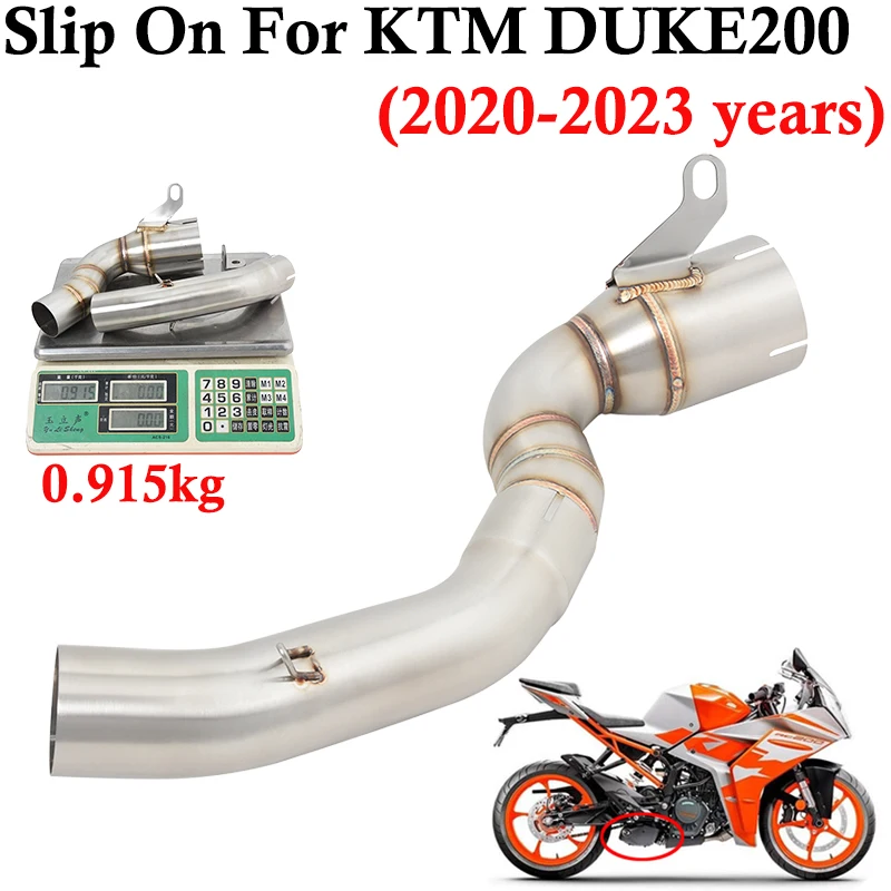 

Slip On For KTM DUKE200 DUKE 200 2020 2021 2022 2023 Motorcycle Exhaust Escape System Mid Link Pipe 51mm Stainless Steel Muffler
