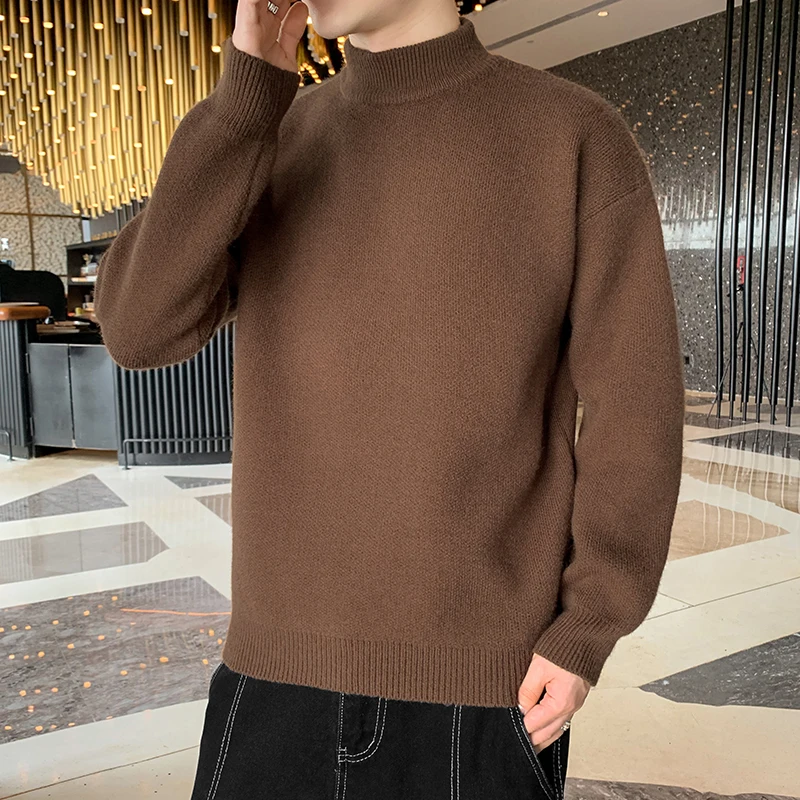 

2023 Autumn Winter New Turtleneck Men Sweater Long Sleeve Loose Thick Mens Pullover Sweaters Male Top