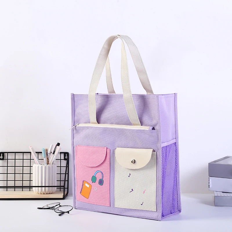 

New simple large capacity waterproof men's handbag portable zipper hand lunch bag daily out commuting bag
