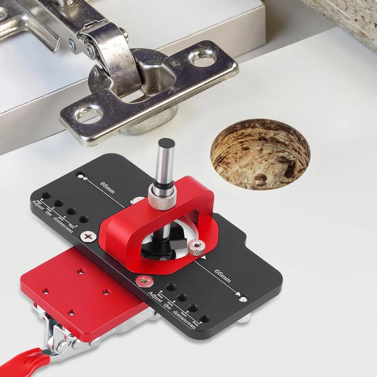 Hinge Jig Drilling Hole Puncher Accurate Locking Hinge Jig 35mm Erosion Resistant Rustproof Complete for Woodworking Mounting