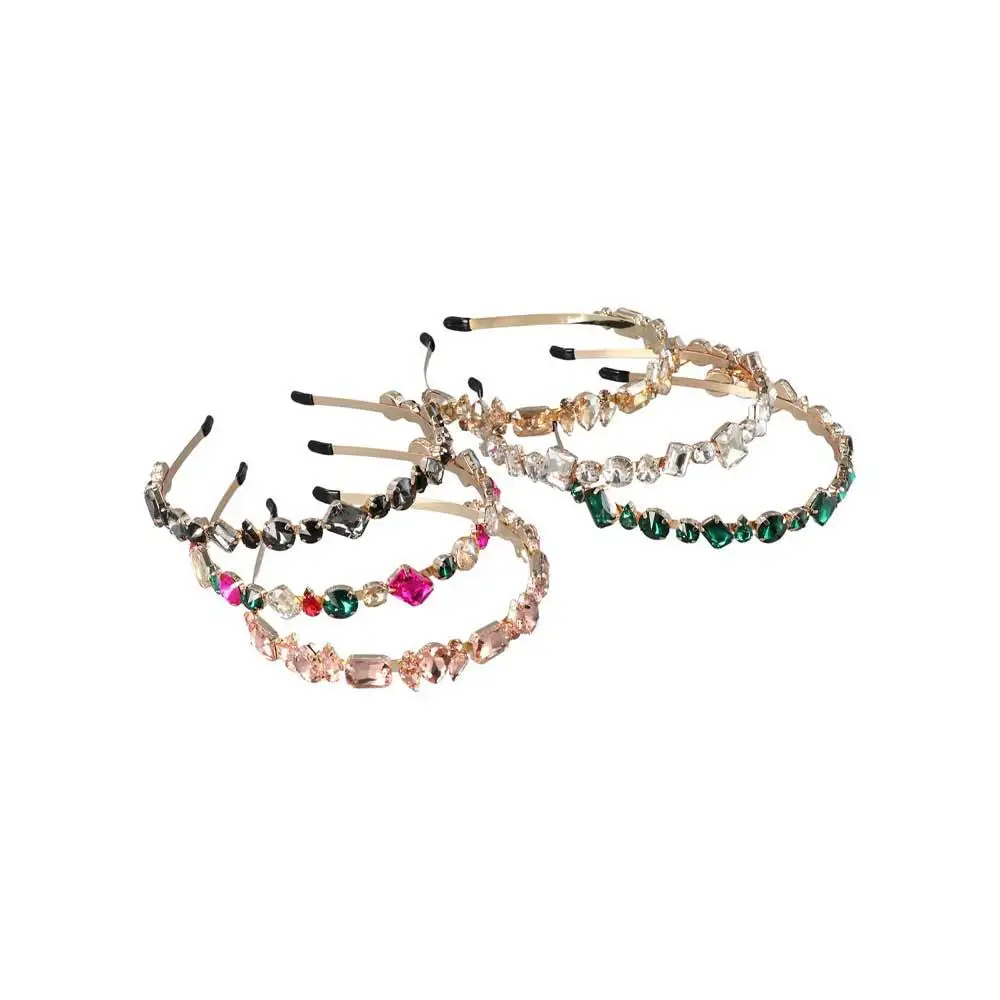 Универсальная повязка для волос из тонкого бокового сплава со стразами и кристаллами для невесты, повязки на голову со стразами, аксессуары для волос, головные уборы