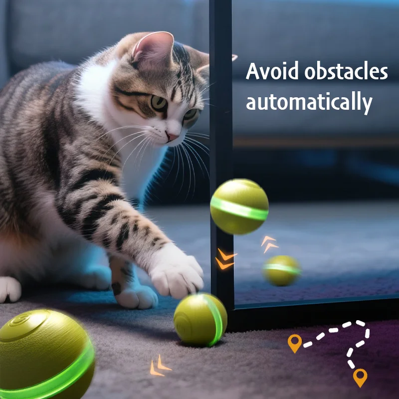 القط التفاعلية الذكية العاب كروية صامتة التلقائي كرة دوارة USB مصباح ليد لعبة الحيوانات الأليفة الكهربائية الكلب القط دعابة التدريب 1 ~ 2 قطعة