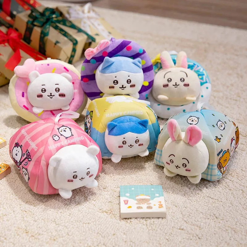

18cm Cute Cartoon Kawaii Chiikawa Hachiware Usagi Cabin Tent Sweet Swimming Hoop Plush Doll Keychain Bag Pendant Toy Gift