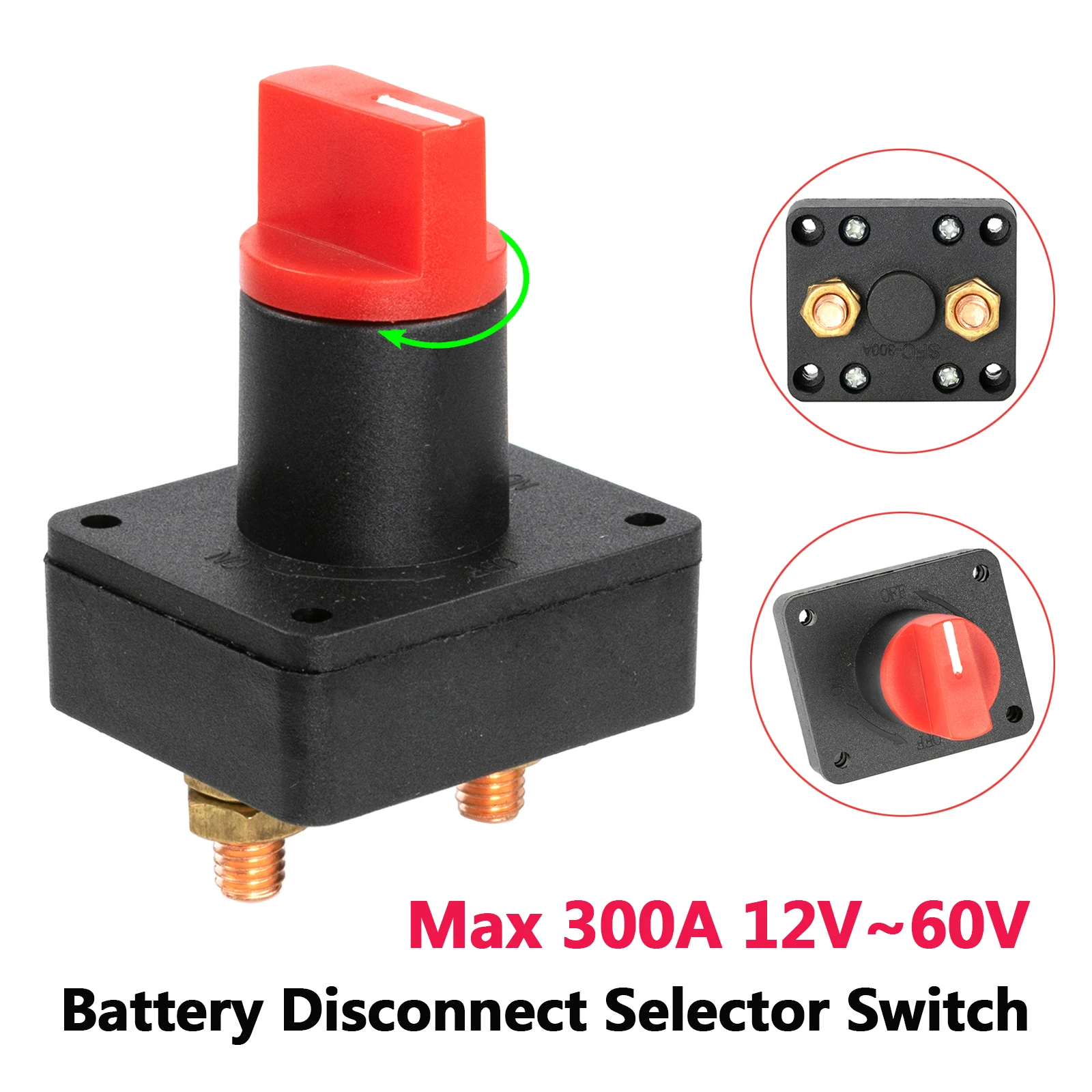 Universal 12V 24V 48V 60V Battery Isolator Switch Disconnect Power Cut Off Kill Switch Car Boat Van Truck Marine Auto 100A 300A