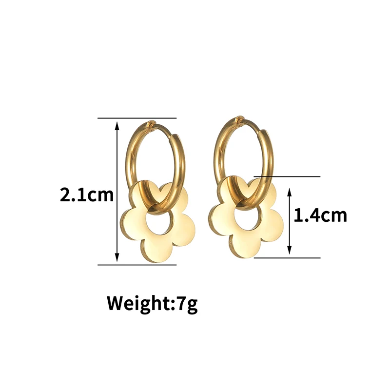 Goxijite Fashion Gold Color Flower Heart Stainless Steel Earrings  For Women Girls Birthday Party Trendy Jewelry Gift