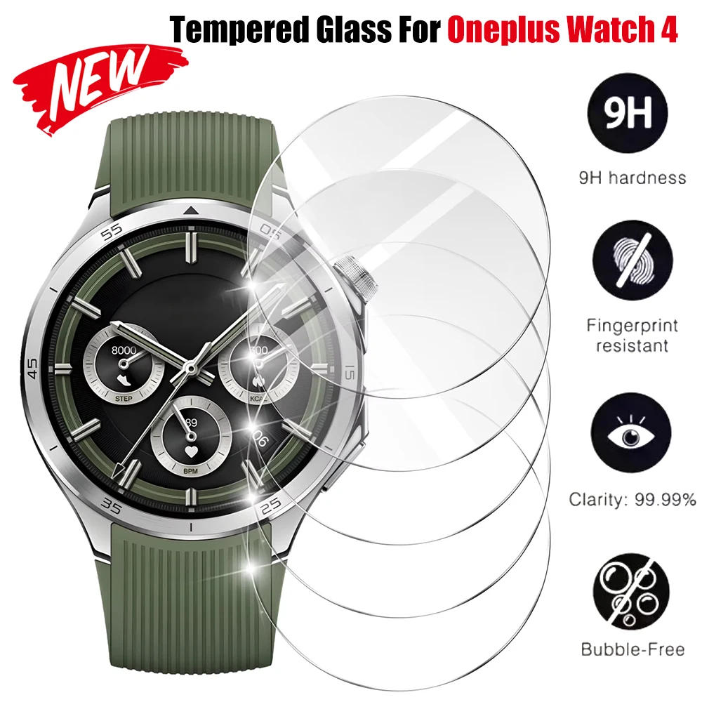 5Pcs Tempered Glass Films Guard For Oneplus Watch 4 Screen Protector Protective Ultra-HD Glass Film Accessories
