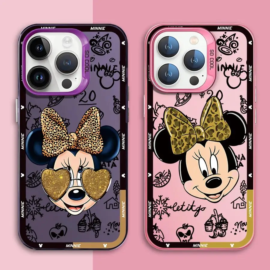 Disney Leopard Mickey MinniePhone Case for Apple iPhone 15 16 Pro Max 13 14 Plus 12 11 Pro plus Matte