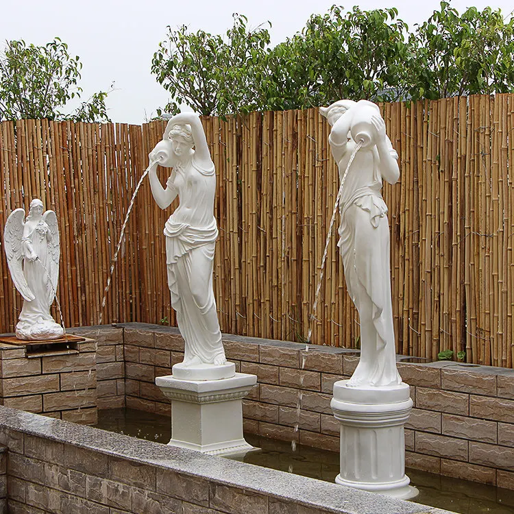 

YFY Fortune Muse European Figure FRP Sculpture Villa Garden Landscape Fish Pool Decoration Flowing Water Fountain Ornament