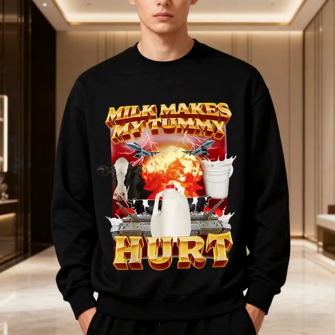 

Lactose Tolerants Mens Hoodie for Men Novelty Pure Cotton Tee Shirt Crew Neck Short Hoodie Plus Size Clothes