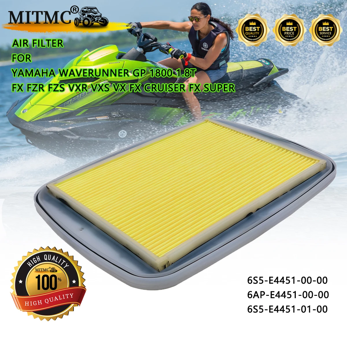 

Air Filter For Yamaha Waverunner GP 1800 1.8T FX FZR FZS VXR VXS VX FX CRUISER FX SUPER 6S5-E4451-00-00 6AP-E4451-00-00