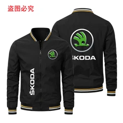 Giacca sportiva da uomo con Logo per auto Skoda autunno Casual allentata uniforme da Baseball di grandi dimensioni Versatile felpa personalizzata giacca da Moto