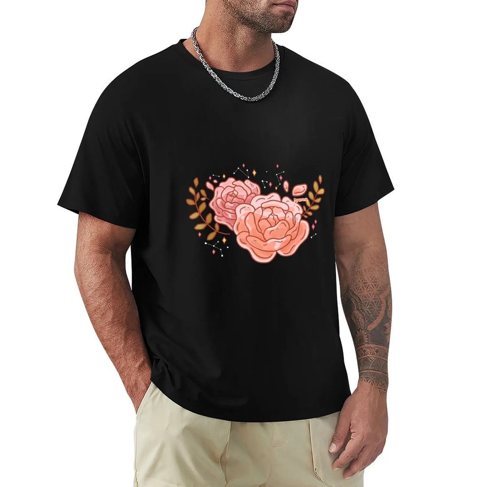 Two Clear Roses T-Shirt Streetwear Print Tee Shirt
